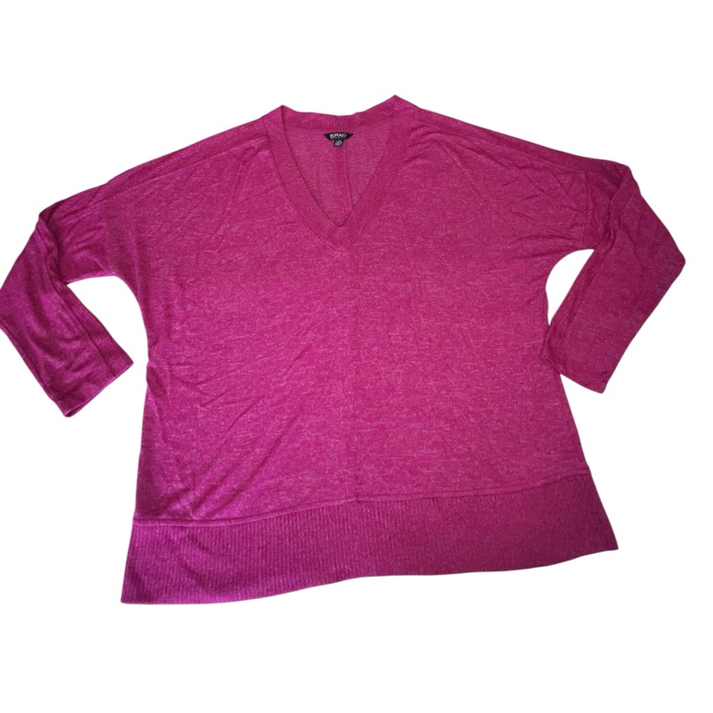 Buffalo David Bitton light weight V-Neck raspberry Sweater women's LARGE